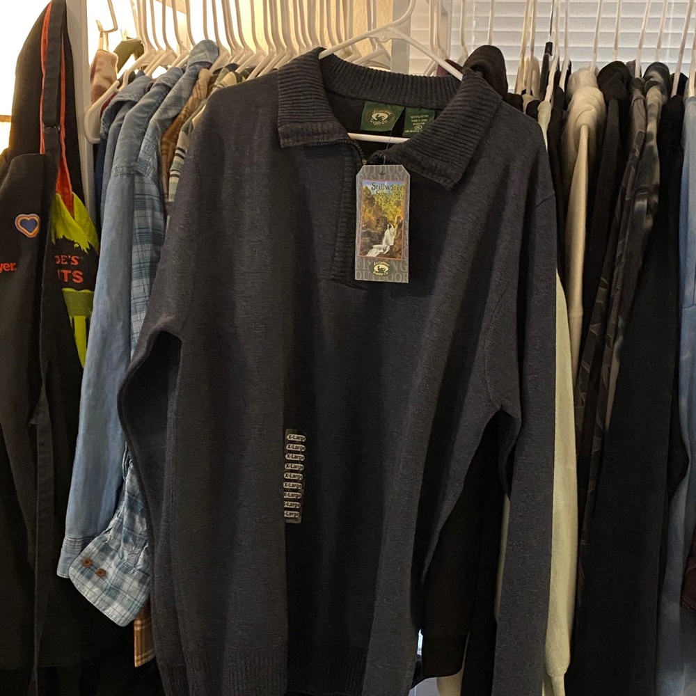 Stillwater Dark Grey Mock Quarter Zip Sweater